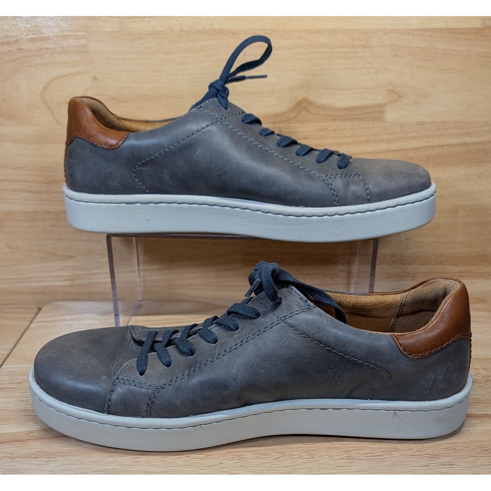 Born Mens H53104 Grey Leather Lace Up Low Top Sneakers Shoes Size 10M